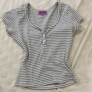 Edikted Black and White Striped Short Sleeve Top
